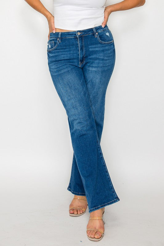 bytos Full Size Cat's Whiskers High Rise Straight Jeans - All Mine Now Clothing