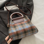 Contrast Plaid Trapezoid Shape Crossbody Bag - All Mine Now Clothing