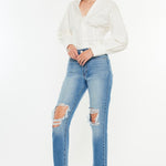 Kancan Distressed Frayed Hem Cropped Jeans - All Mine Now Clothing