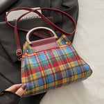 Contrast Plaid Trapezoid Shape Crossbody Bag - All Mine Now Clothing