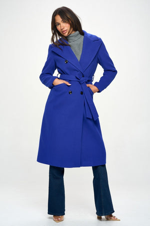 Coalition LA Double-Breasted Longline Coat with Belt - All Mine Now Clothing