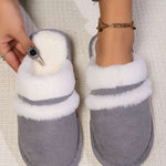 Contrast Faux Fur Round Toe Slippers