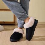 Faux Fur Round Toe Platform Slippers