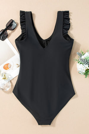 Full Size Ruched V-Neck One-Piece Swimwear - All Mine Now Clothing