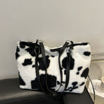 Cow Print Furry Tote Bag - All Mine Now Clothing