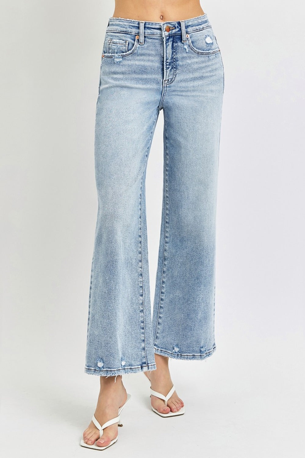 RISEN Full Size Tummy Control High Rise Crop Wide Leg Jeans - All Mine Now Clothing