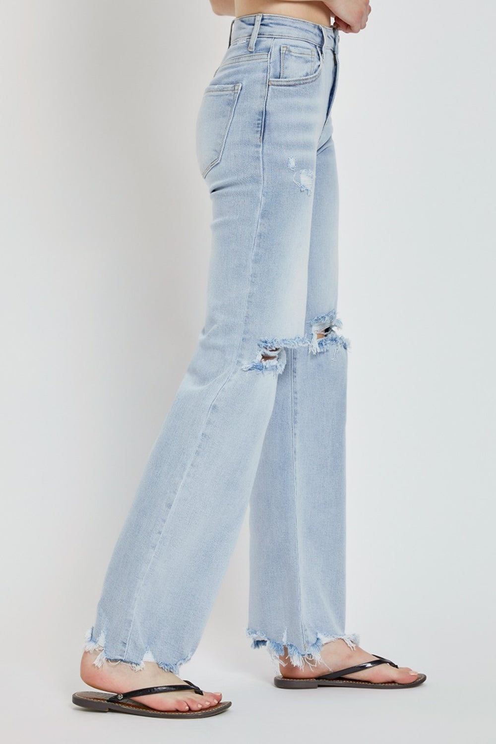 RISEN Full Size High Rise Distressed Wide Leg Jeans - All Mine Now Clothing