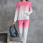 Gradient Round Neck Sweatshirt and Joggers Set - All Mine Now Clothing