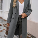 Devine Pocketed Collared Neck Long Sleeve Coat - All Mine Now Clothing