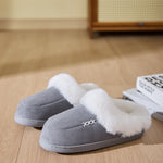 Fluff Trim Round Toe Flat Slippers - All Mine Now Clothing