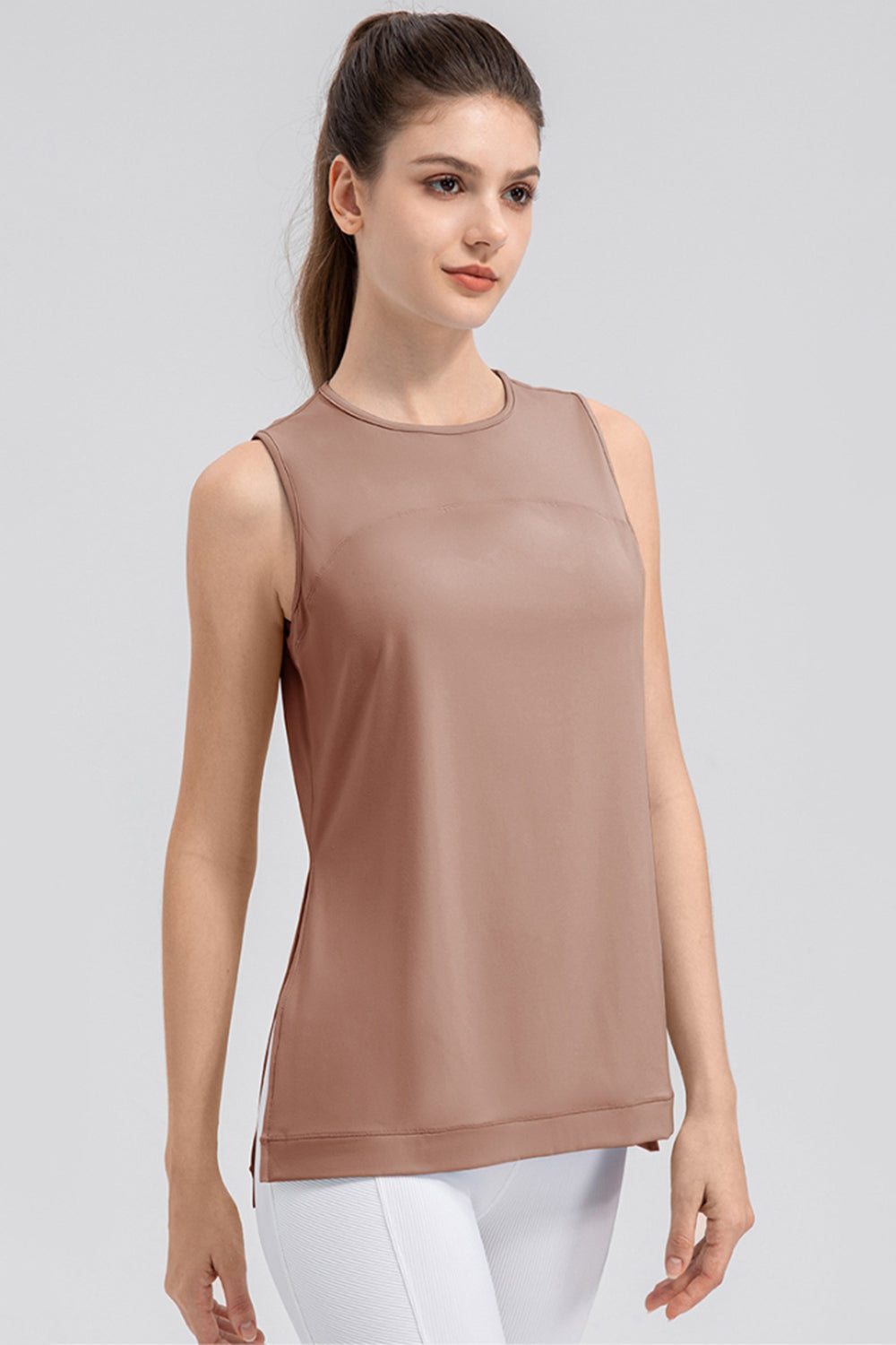 Slit Round Neck Tank - All Mine Now Clothing