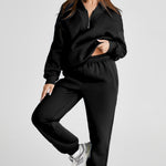 Quarter Zip Long Sleeve Top and Pants Set - All Mine Now Clothing