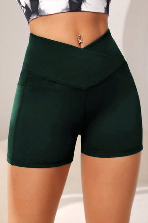 Wide Waistband Active Shorts with Pocket - All Mine Now Clothing