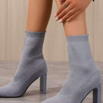 Point Toe Block Heel Boots