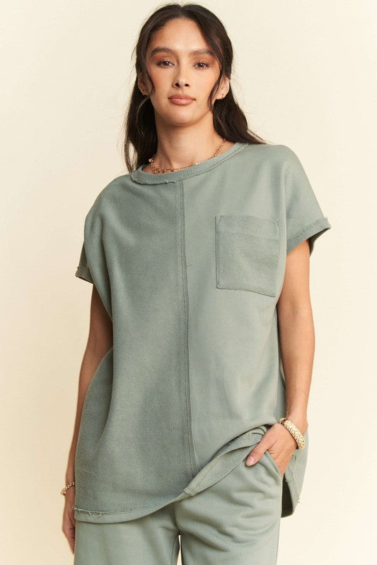 Davi & Dani Round Neck Short Sleeve Top and Pants Set - All Mine Now Clothing