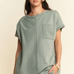 Davi & Dani Round Neck Short Sleeve Top and Pants Set - All Mine Now Clothing