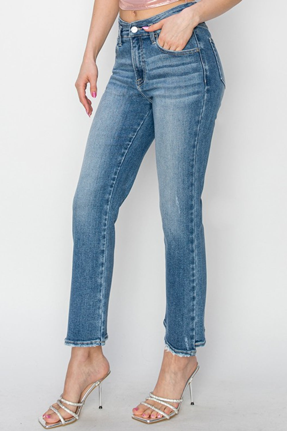 RISEN High Rise Slim Straight Jeans - All Mine Now Clothing