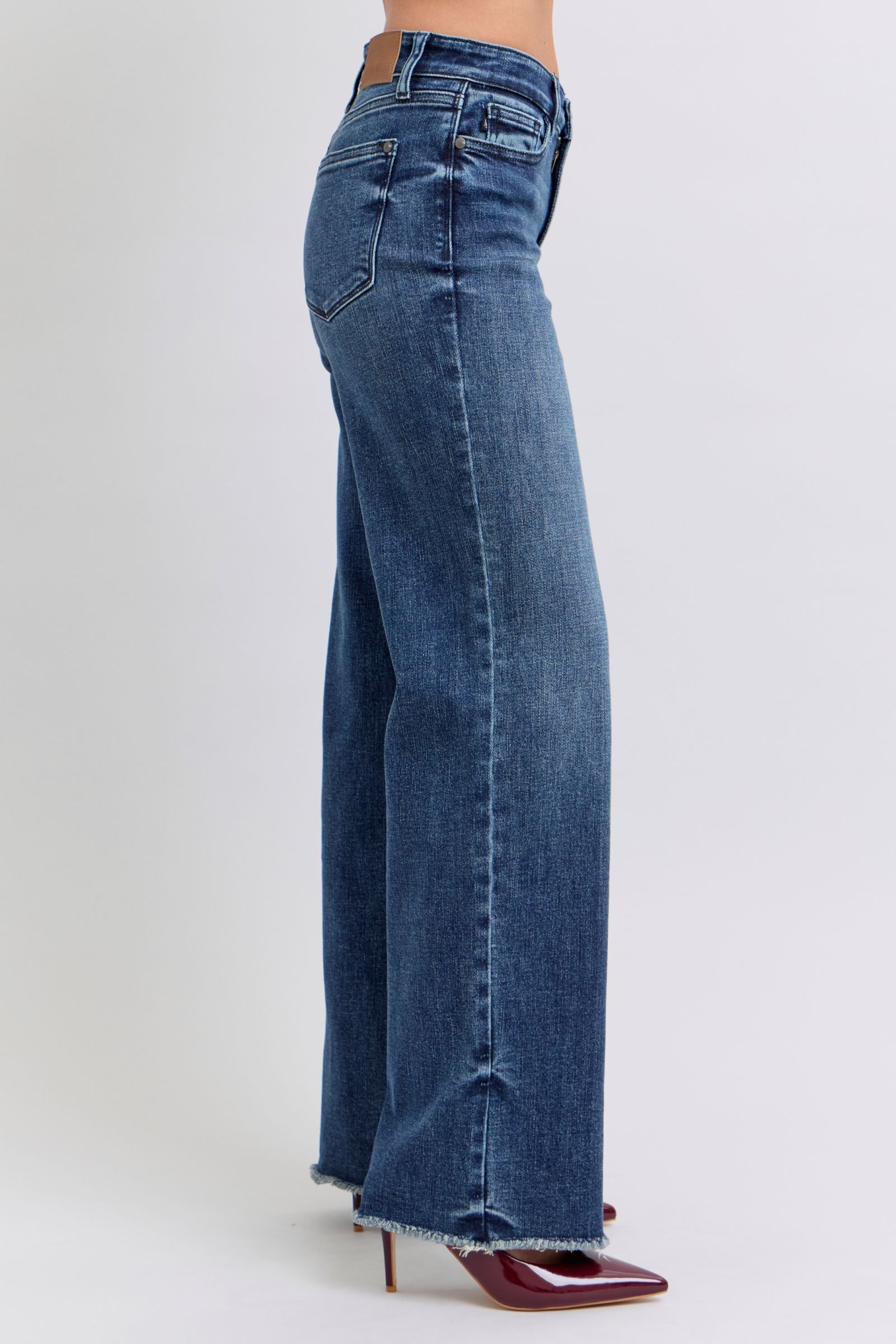 Judy Blue Full Size Raw Hem Mid Rise Jeans Trendsi