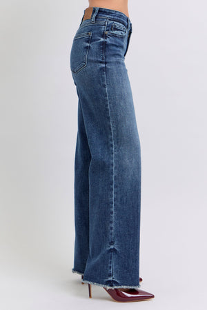 Judy Blue Full Size Raw Hem Mid Rise Jeans Trendsi