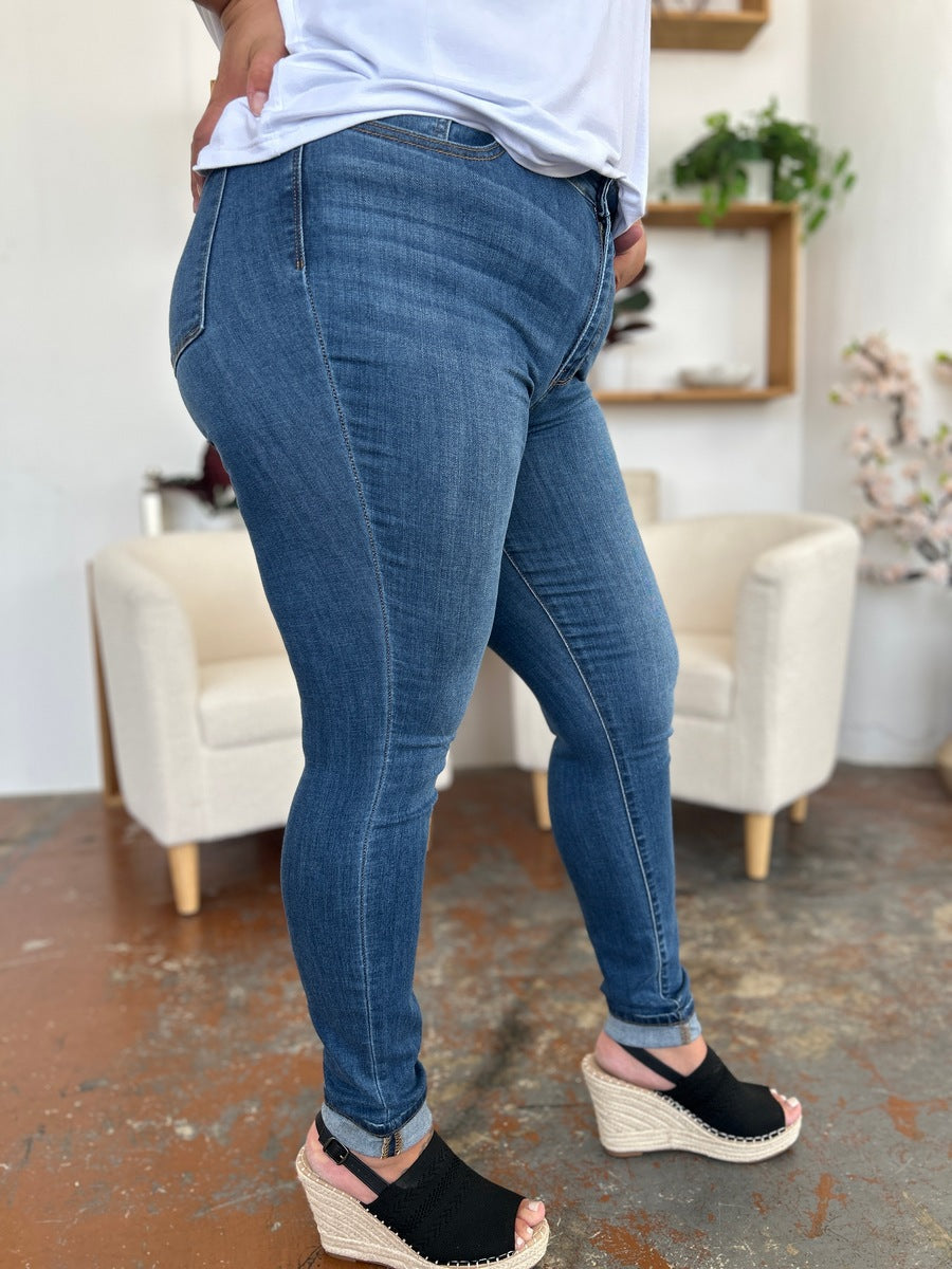 Judy Blue Full Size Cuffed Hem Skinny Jeans - All Mine Now Clothing