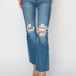 RISEN High Rise Distressed Ankle Jeans Trendsi