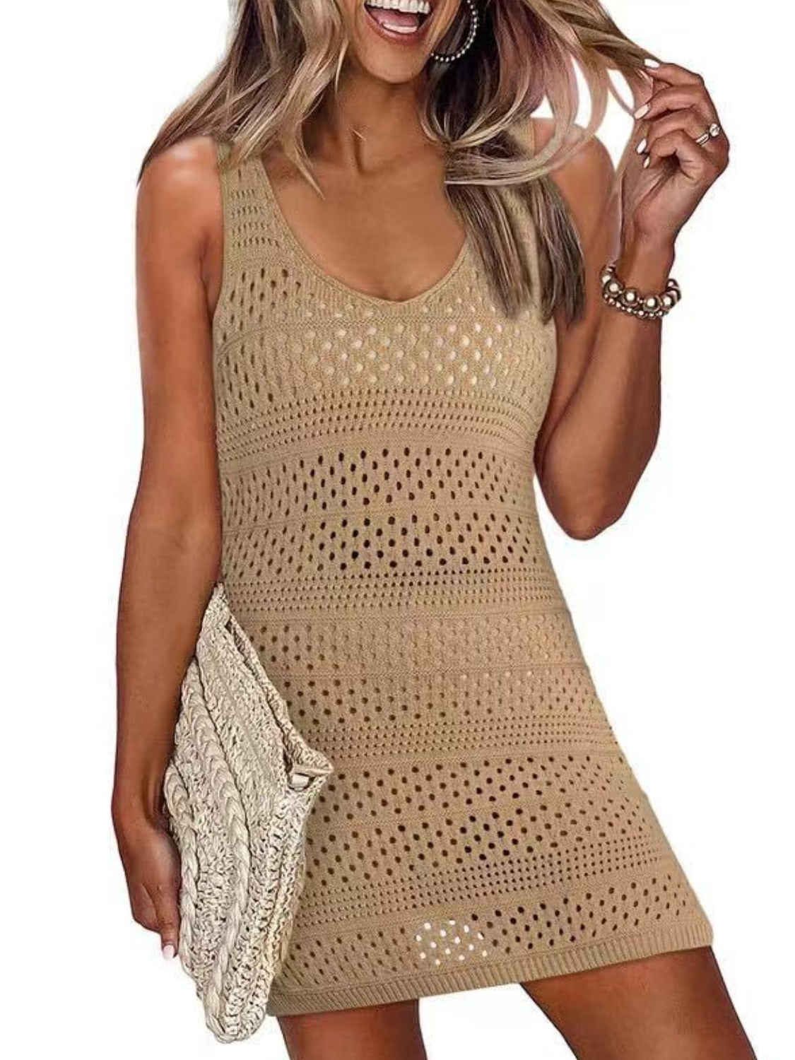 Openwork Scoop Neck Cover Up - All Mine Now Clothing