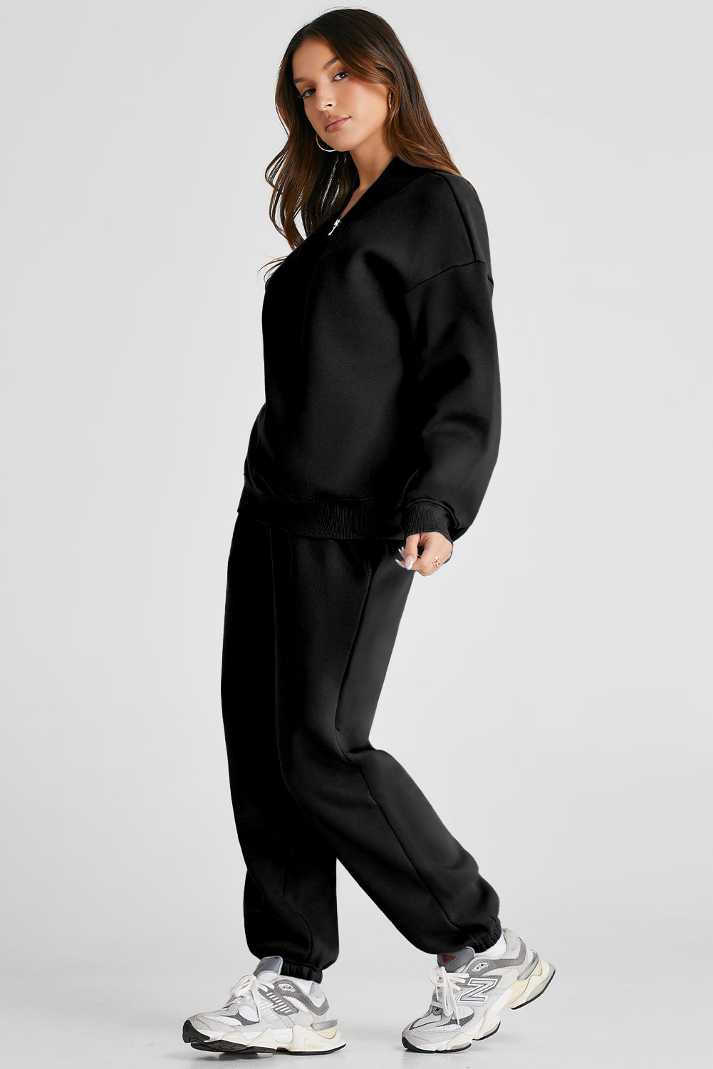 Quarter Zip Long Sleeve Top and Pants Set - All Mine Now Clothing