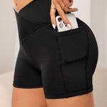 Wide Waistband Active Shorts with Pocket - All Mine Now Clothing