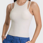 Millennia Cutout Round Neck Racerback Active Tank - All Mine Now Clothing