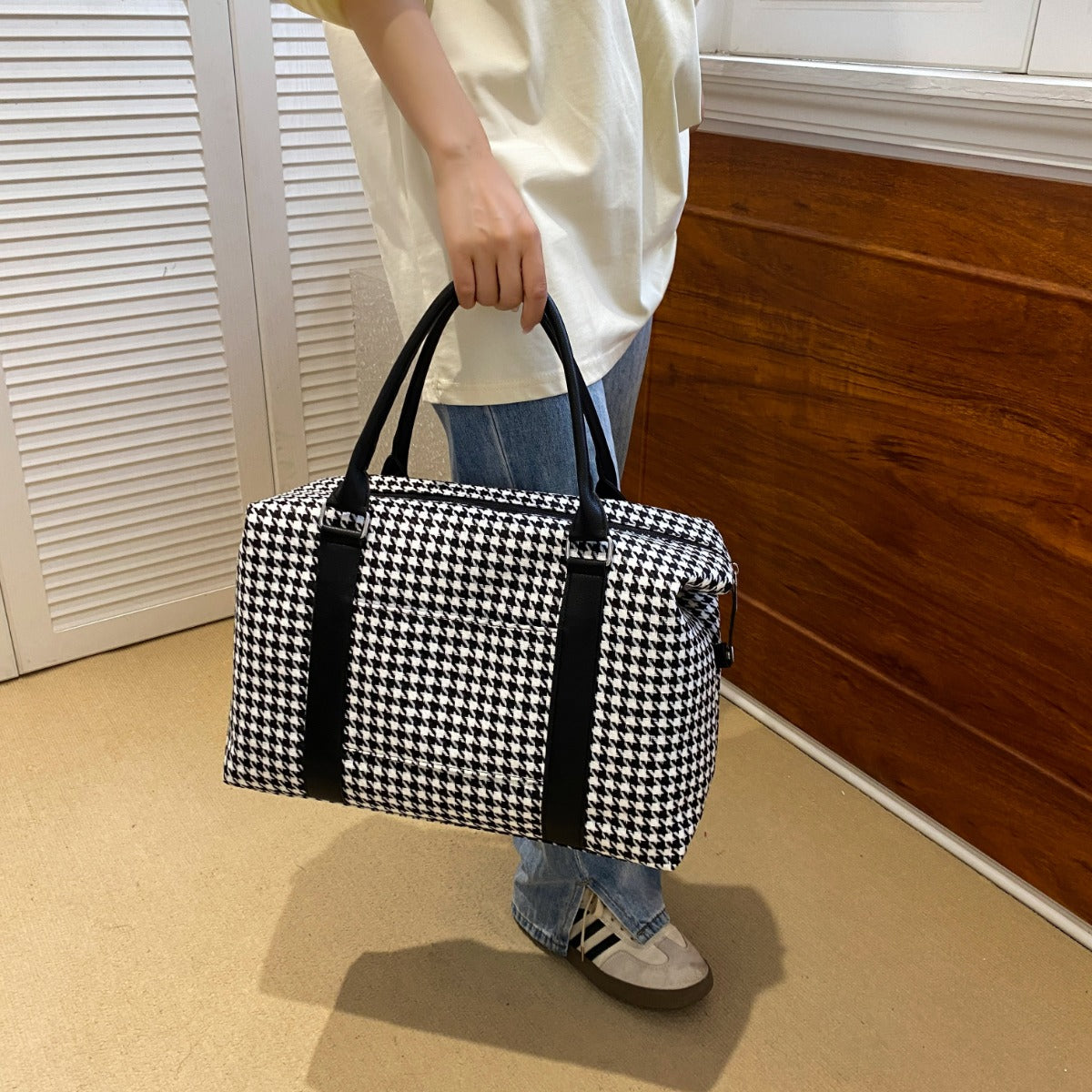 Houndstooth Canvas Travel Bag - All Mine Now Clothing