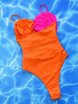 Two-Tone Twisted Cutout One-Piece Swimsuit - All Mine Now Clothing