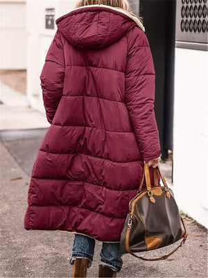 Full Size Zip Up Sherpa Hooded Coat Trendsi