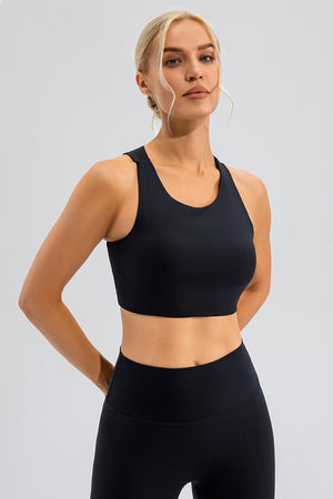 Round Neck Cutout Cropped Active Tank - All Mine Now Clothing