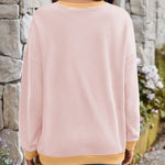 Lovelet Contrast Round Neck Long Sleeve Sweatshirt - All Mine Now Clothing