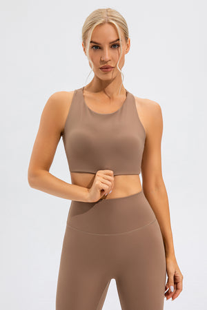 Round Neck Cutout Cropped Active Tank - All Mine Now Clothing