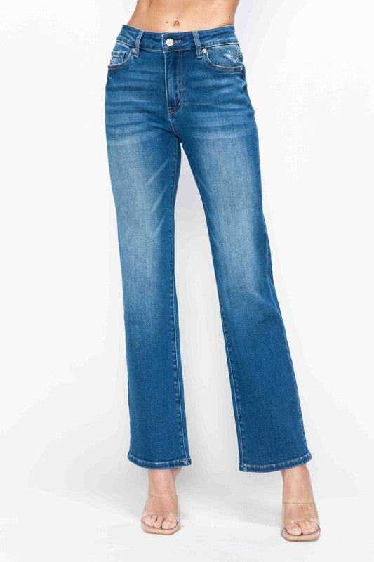 bytos Full Size Cat's Whiskers High Rise Straight Jeans - All Mine Now Clothing