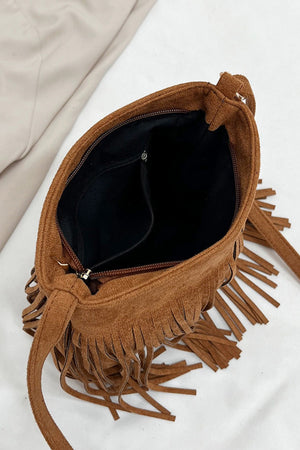 Suede Fringe Shoulder Bag - All Mine Now Clothing