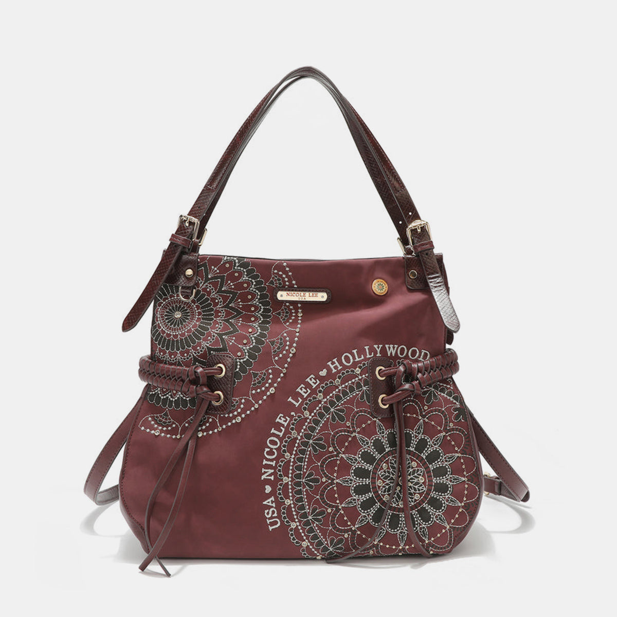 Nicole Lee USA Side Braided Tassel Inlaid Rhinestone Embroidery Hobo Bag - All Mine Now Clothing