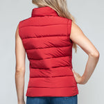 Snobbish Zip Up Turtleneck Vest with Pockets Trendsi