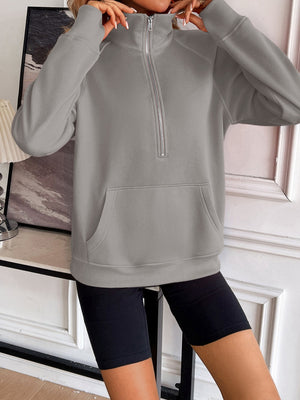 Ivy Lane Half Zip Raglan Sleeve Sweatshirt - All Mine Now Clothing