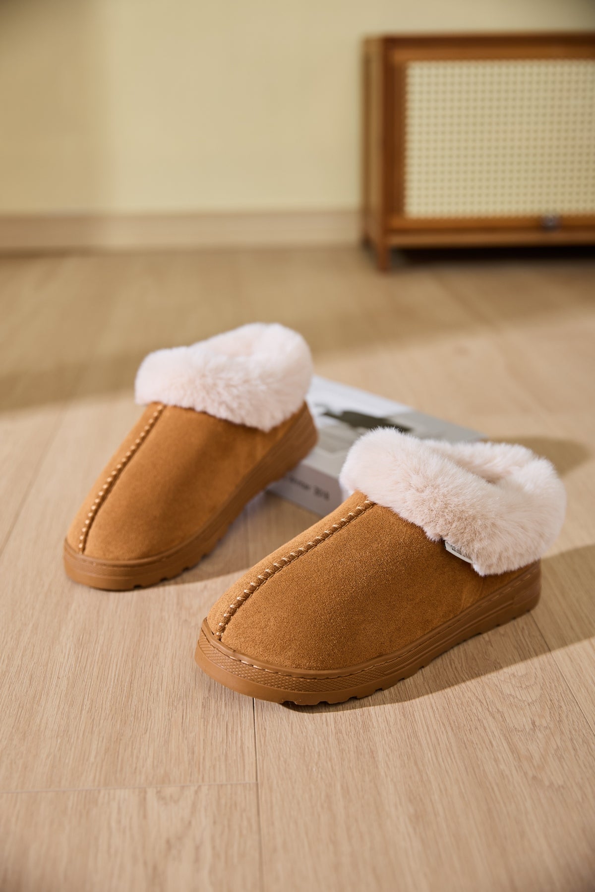 Faux Fur Round Toe Platform Slippers - All Mine Now Clothing