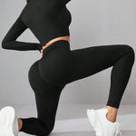 Mock Neck Long Sleeve Top and Leggings Active Set - All Mine Now Clothing