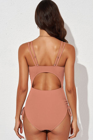 Tied Cutout Plunge One-Piece Swimsuit - All Mine Now Clothing