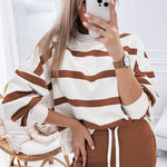 Striped Round Neck Long Sleeve Top and Pants Set - All Mine Now Clothing