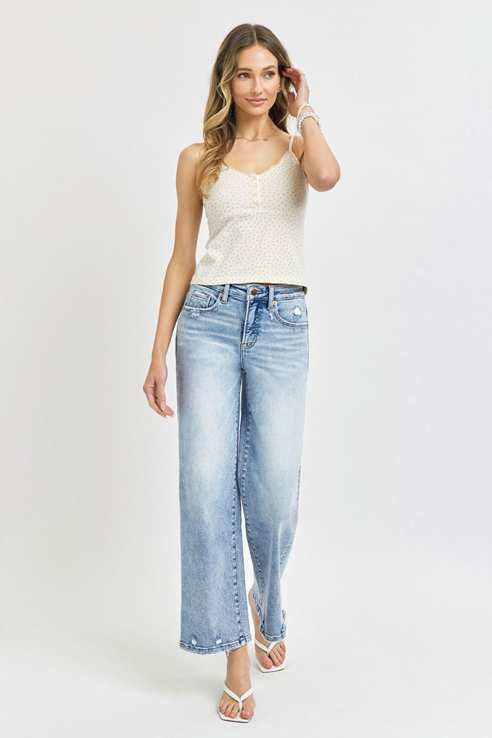 RISEN Full Size Tummy Control High Rise Crop Wide Leg Jeans - All Mine Now Clothing