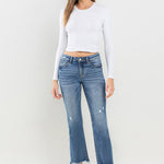 Lovervet Mid Rise Frayed Hem Jeans Trendsi