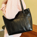 Textured PU Leather Handbag - All Mine Now Clothing