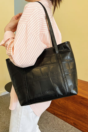 Textured PU Leather Handbag - All Mine Now Clothing