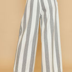 Umgee Peace Sign Patch Striped Wide Leg Pants - All Mine Now Clothing