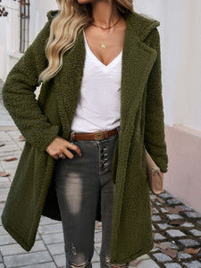 Devine Pocketed Long Sleeve Hooded Teddy Coat - All Mine Now Clothing